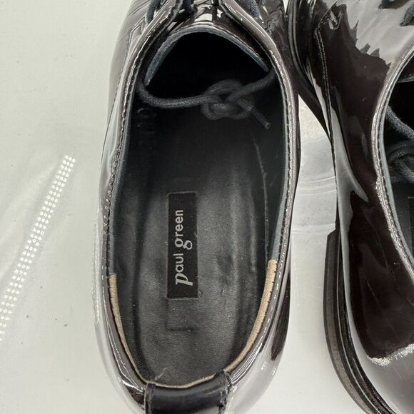 Paul Green Emmy Oxfords US 6 UK 3.5 Black Patent Leather Cap Toe Lace Up Shoes - Picture 13 of 16